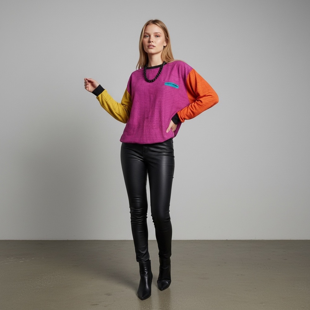 Karen Kane Colorblock Rayon Long Sleeve Top Women’s 8 - Picture 3 of 10
